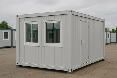 Bürocontainer-Reinigung Berlin, sauberer Bürocontainer auf Berliner Baustelle